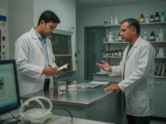 Researchers reviewing data
