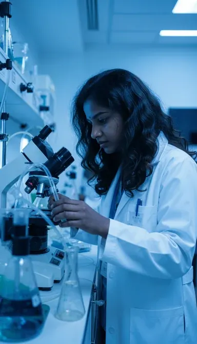 Scientist at microscope